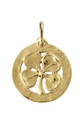 Medaille de bapteme / pendentif Trèfle ajouré