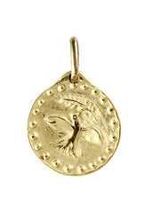 Medaille de bapteme / pendentif Colombe au Rameau Perlée