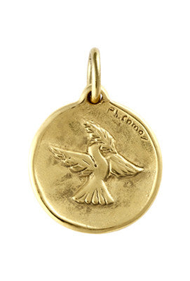 Medaille de bapteme / pendentif Cachet Colombe au Rameau